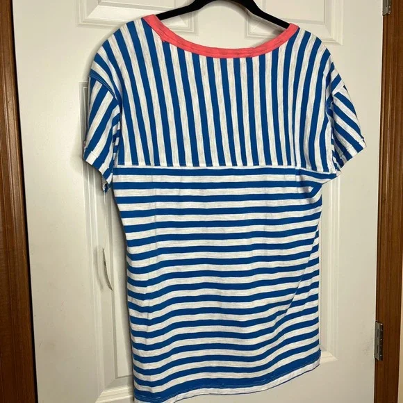 Anthropologie Pilcro Jordyn Stripe Slub Tee NWT Oversize Blue White MEDIUM NEW - Picture 7 of 14